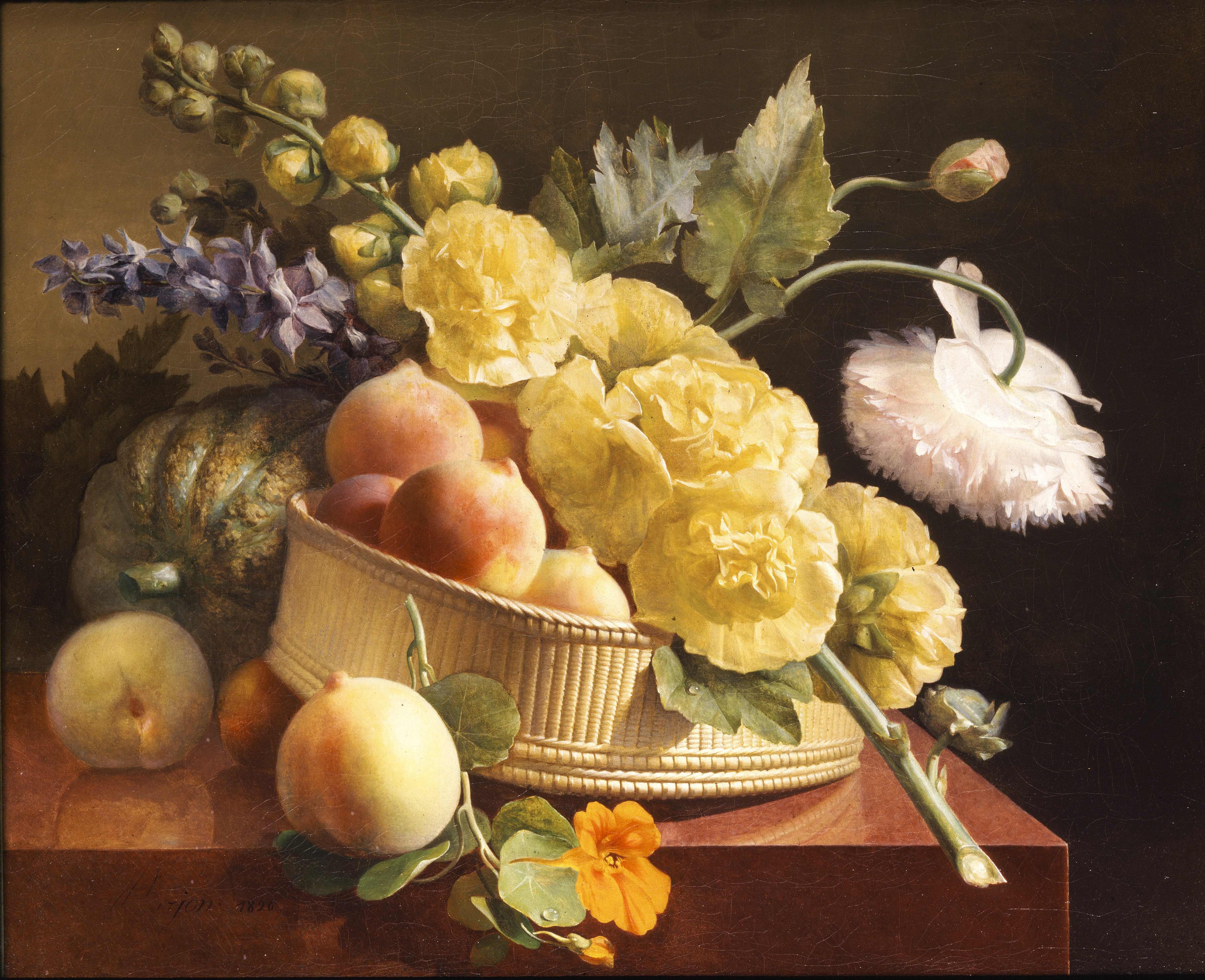 Still life with fruit and flowers